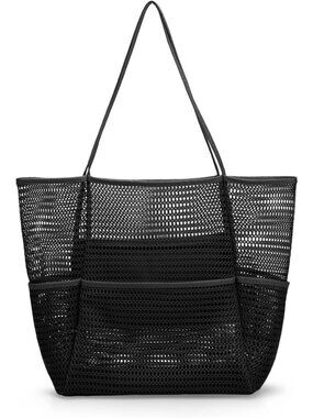 Women's Black Waterproof Pool Bag for Travel Family Pool Beach Vacation Tote Bag
